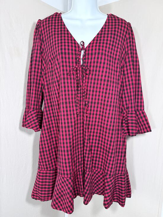 Time and Tru Dresses & Skirts - Time and Tru Plaid Gingham Ruffle Dress Size L